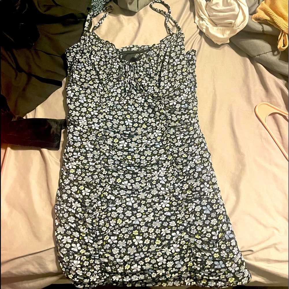 H&M floral ruched dress